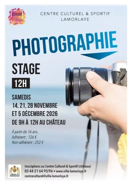 Stage Photographie 12h - centre culturel et sportif - novembre 2026