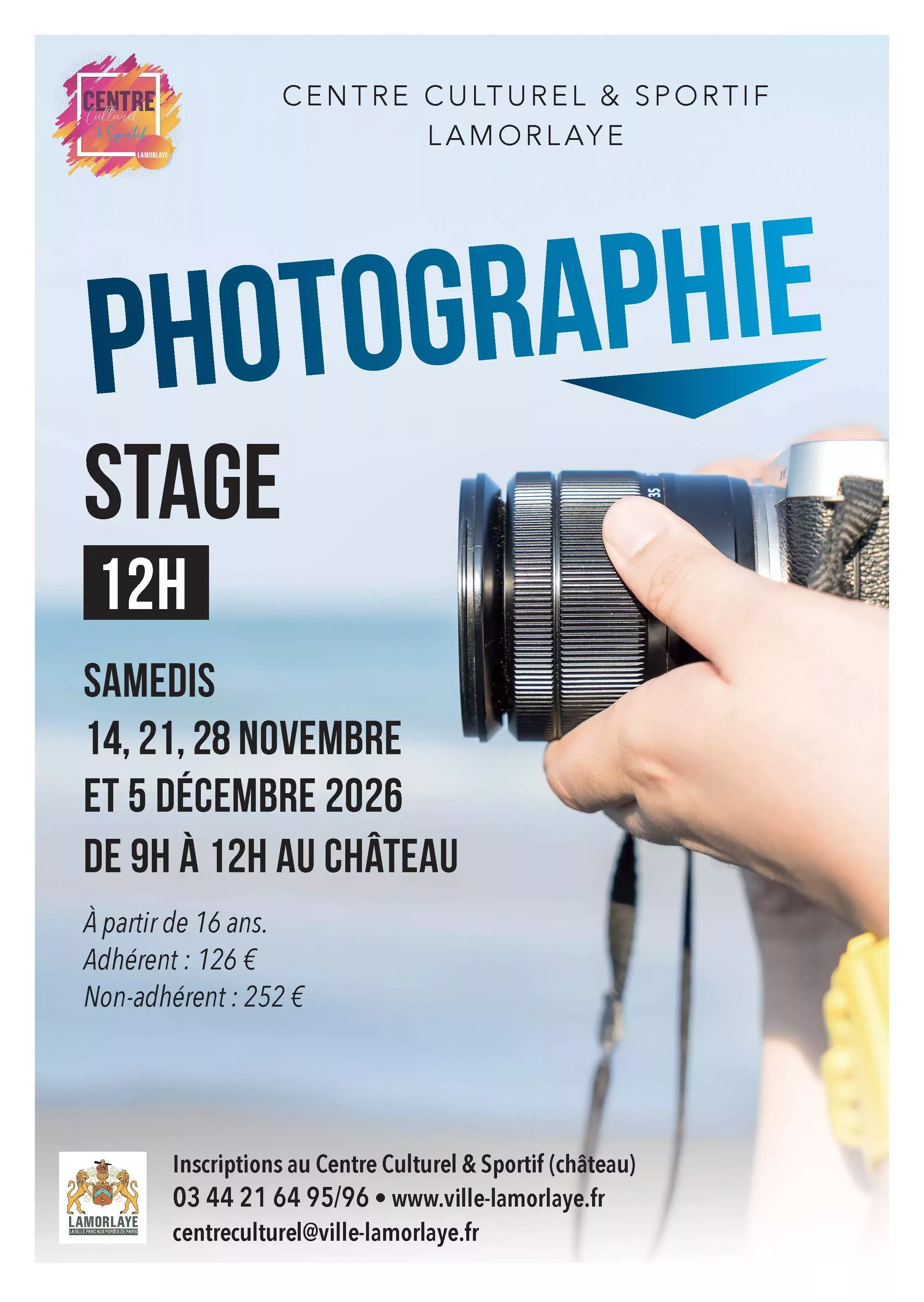 Stage Photographie 12h - centre culturel et sportif - novembre 2026